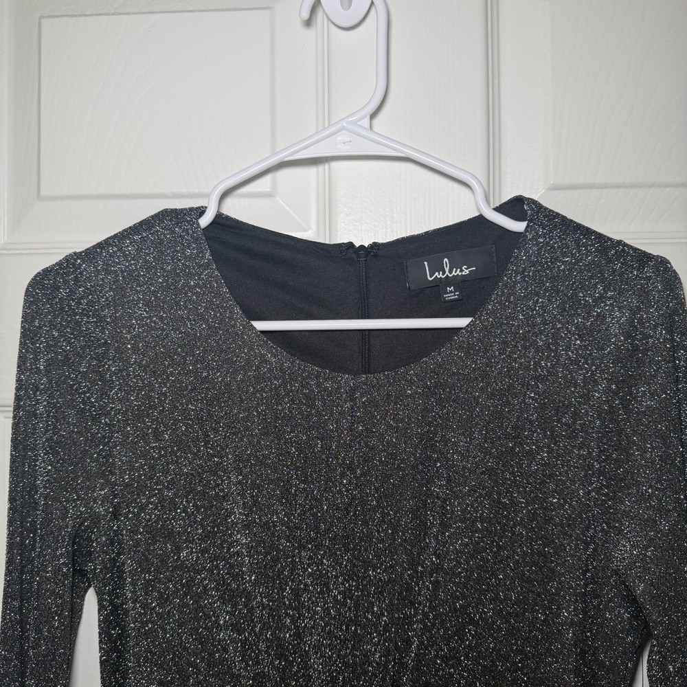Lulu's Sparkling Black Cutout Dress - Picture 2 of 6